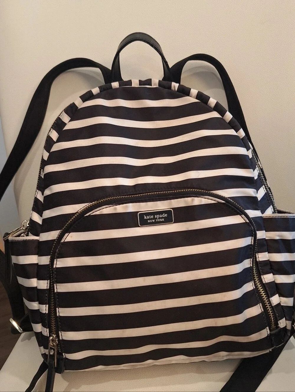 REHAB Kate Spade Black & White Striped Backpack EUC